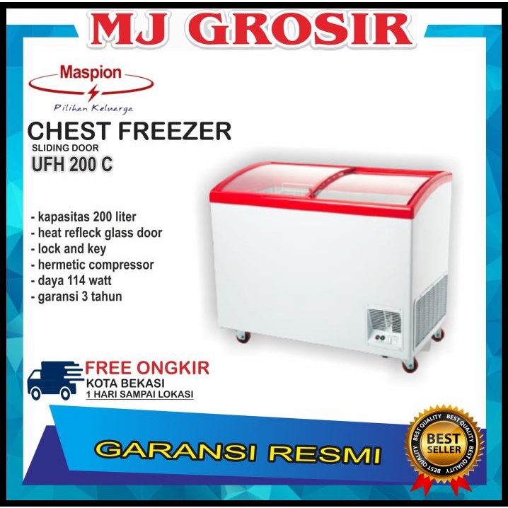 Maspion Ufh 200 C Chest Freezer Box 200 Liter Lemari Pembeku Sliding