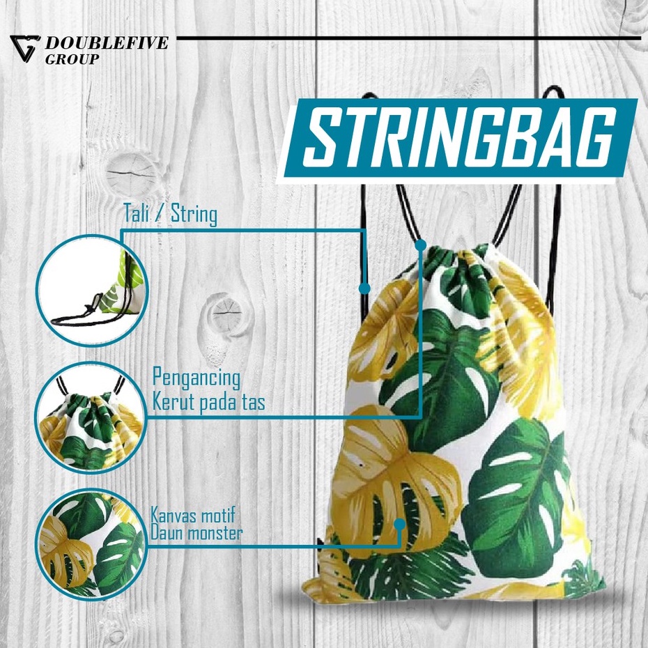 STRING BAG / STRINGBAG / TAS SERUT / GYMSACK KANVAS MOTIF