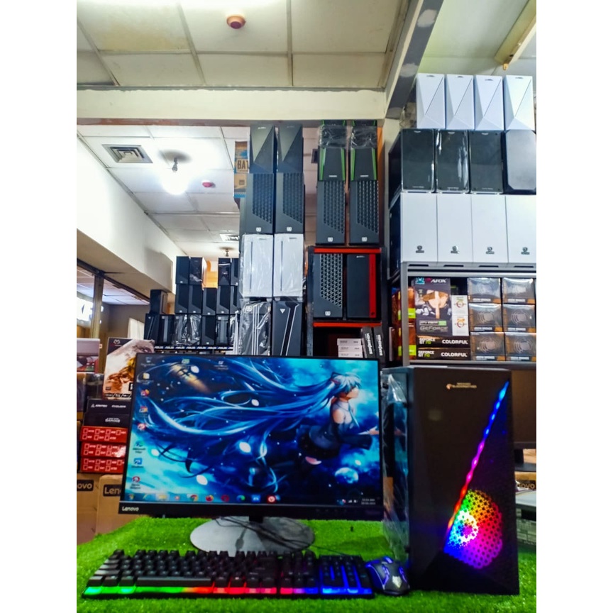 PC GAMING EDITING CORE I5 WITH MONITOR 22 INCH TYPE PANEL IPS SIAP PAKAI