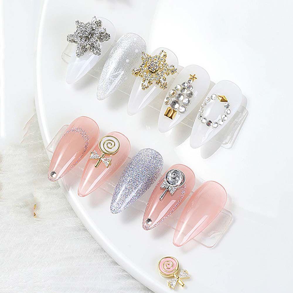 Agustina Lollipop Kuku Berlian Imitasi Warna Emas Dan Perak Logam Berlian Ornamen Flash Jepang Shiny DIY Nail Jewelry