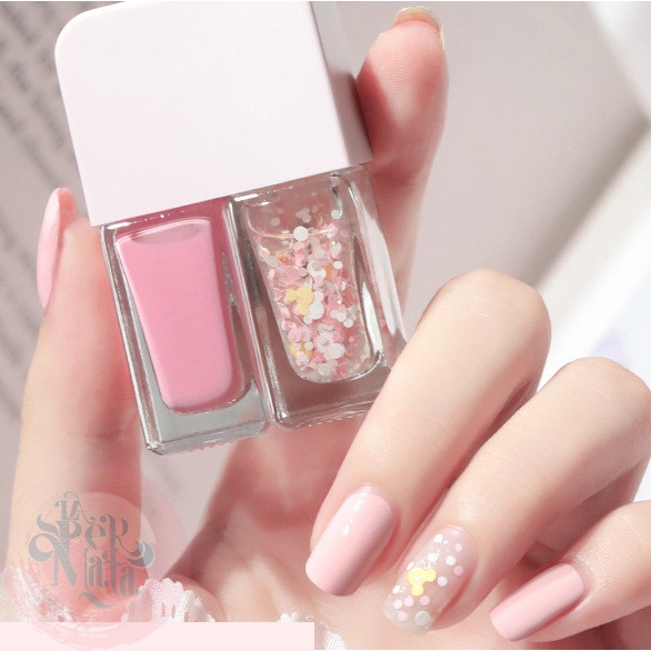 Kutek 2 in 1 Nail Polish 2 Tone Non Peel Off Korean Style - LPM Shop
