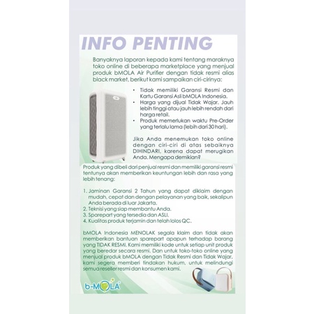 b-MOLA BM-150 Air Purifier bMola B MOLA GARANSI RESMI