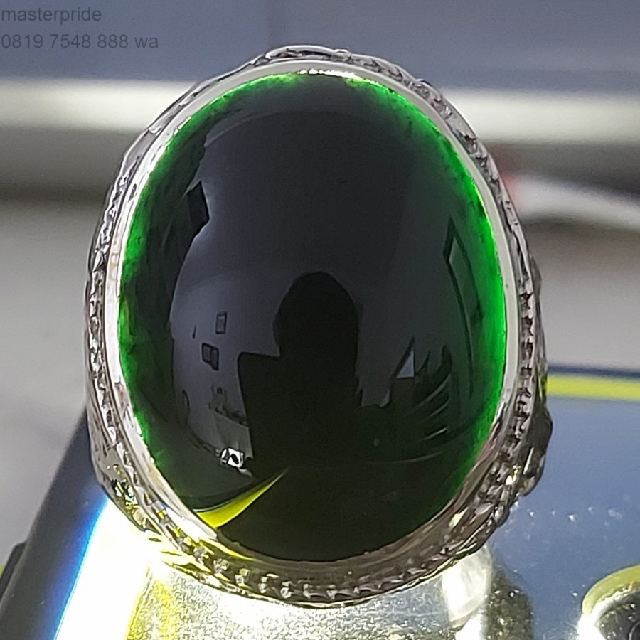 Cincin pria Batu Giok hitam imperial opachite black jadeite jade burma
