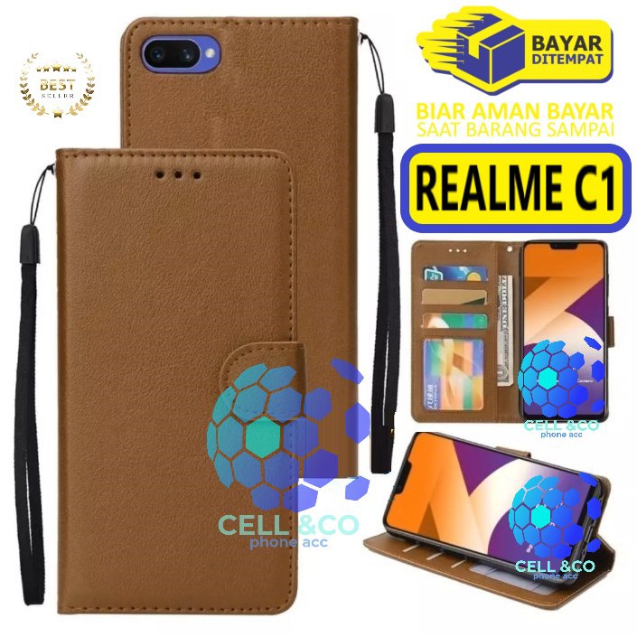 Flip cover REALME C1 Flip case buka tutup kesing hp casing flip case leather wallet