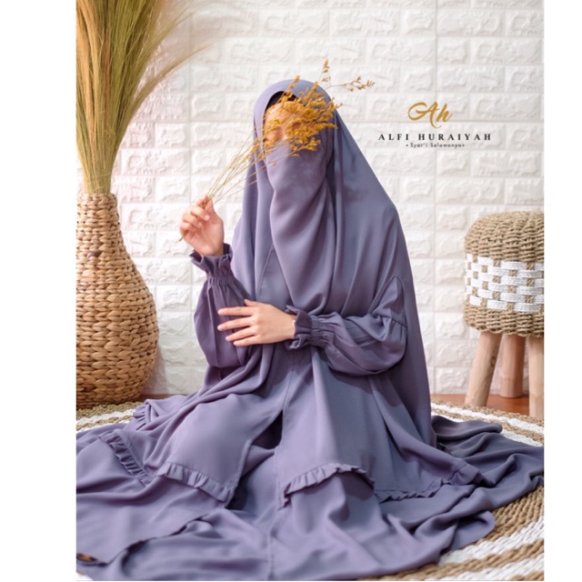 Gamis set khimar tangkuban perahu by Alfi huraiyah