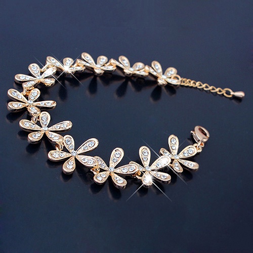 Hu Hu Hu Hu Hu Alat Bantu Pasang Kacamata♡ Gelang Wanita Desain Bunga Hias Berlian Imitasi Gaya Elegan Untuk Pernikahanpengantinhadiah