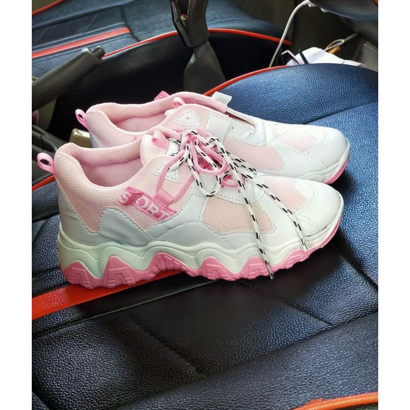 PROMO 1.1 BIGSALE Sneaker wanita sport BONUS MASKER KF94 - sneaker wanita abu - Sneaker wanita korea - sepatu sneaker kekinian Hpd495-Hpd495 pink