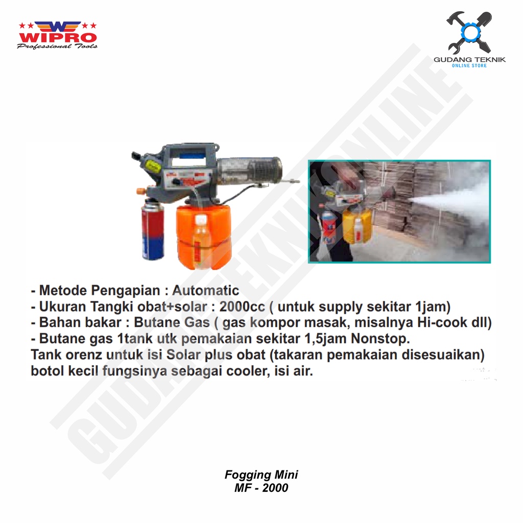 Mesin Fogging Mini 2000cc WIPRO MF2000/ Alat Semprot Nyamuk Foging Fogger Asap MF 2000 - Portable Mini Foging Asap MF-2000 WIPRO