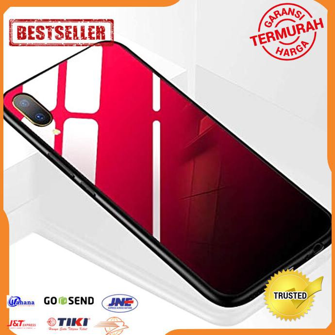 CASING HP VIVO V11 PRO GRADIENT TEMPERED GLASS HARD CASE