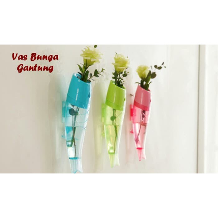 VAS BUNGA GANTUNG UNIK BENTUK IKAN DIGANTUNG DI TEMBOK