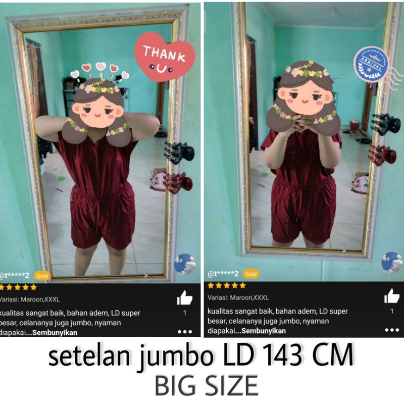 setelan baju celana wanita size jumbo setelan jumbo wanita setelan baju tidur jumbo one set rayon jumbo setelan baby doll jumbo bahan rayon premium halus lembut dan adem