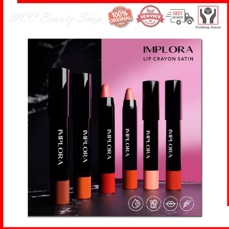 * NCC * Implora Lip Crayon Satin Lipstik Peronah Pewarna Bibir LipCrayon Stik