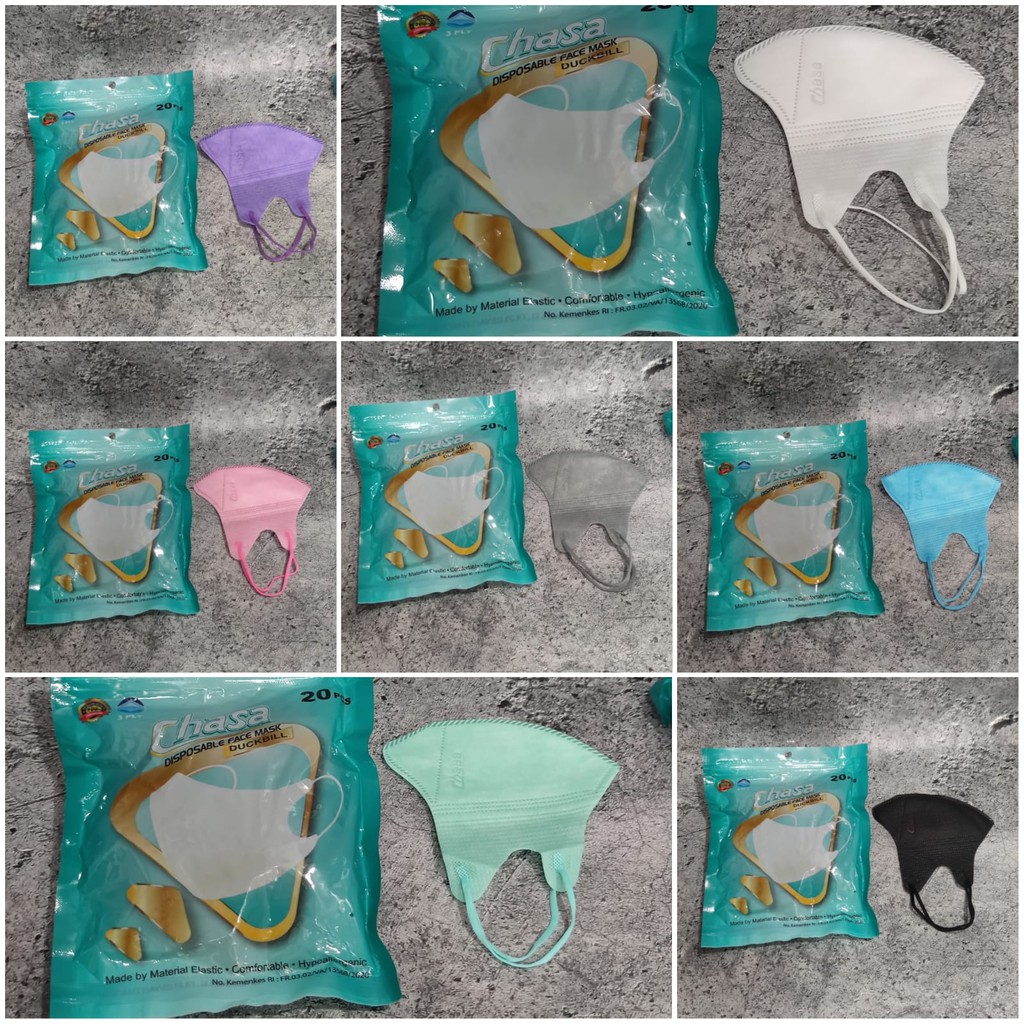 HYGENIC PACK 20 PC - MASKER CHASA DUCKBILL EMBOS GARIS WARNA KEMENKES BERKUALITAS