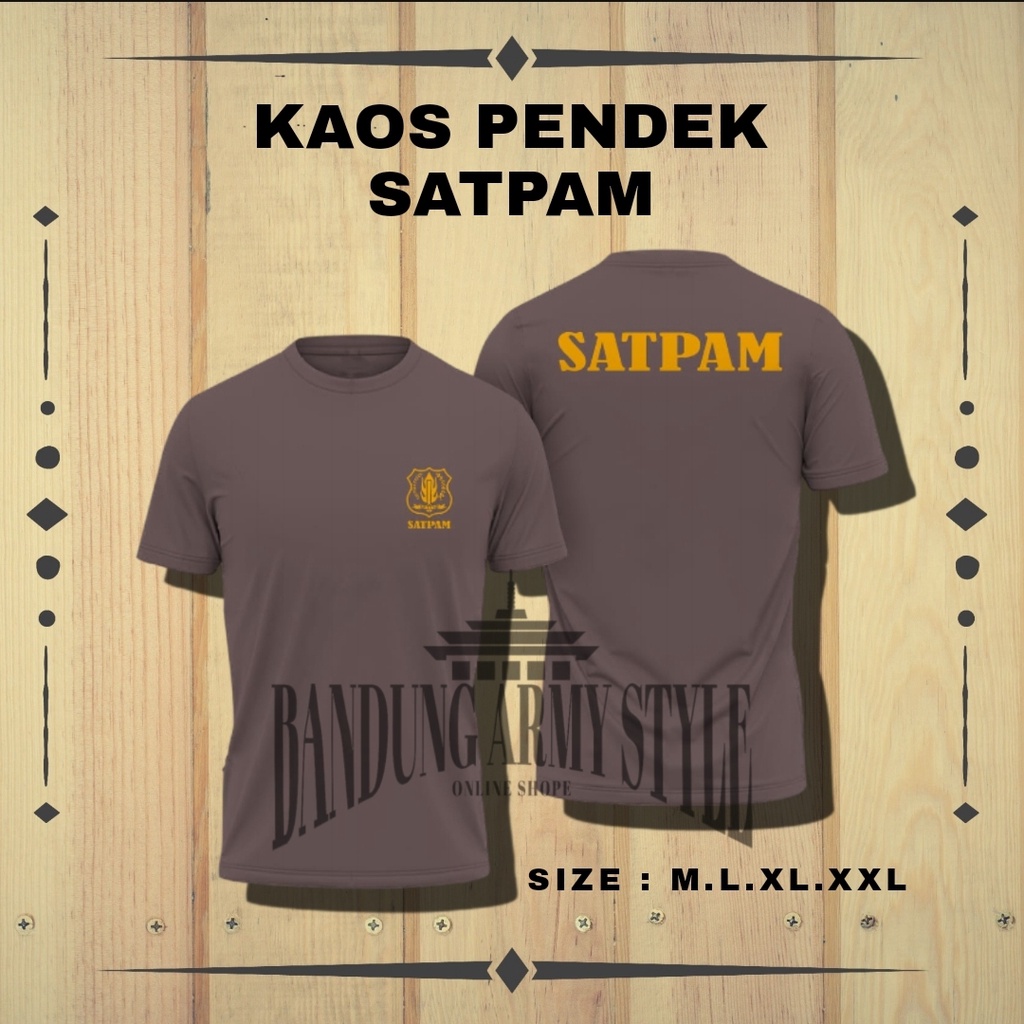 Baju kaos security satpam dalaman seragam satpam lapangan coklat terbaru