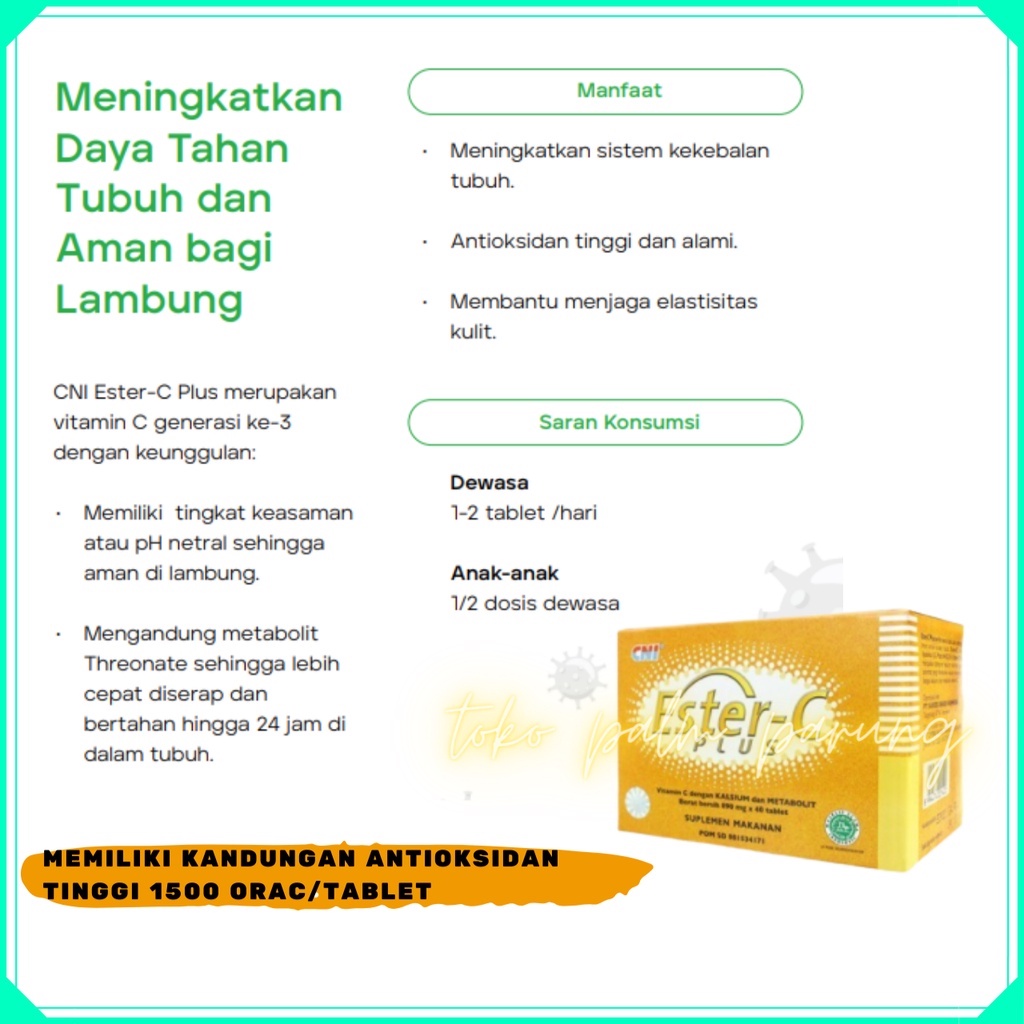 Ester C Plus CNI Vitamin C Ph Netral Aman Bagi Lambung Suplemen Untuk Meningkatkan Daya Tahan Tubuh