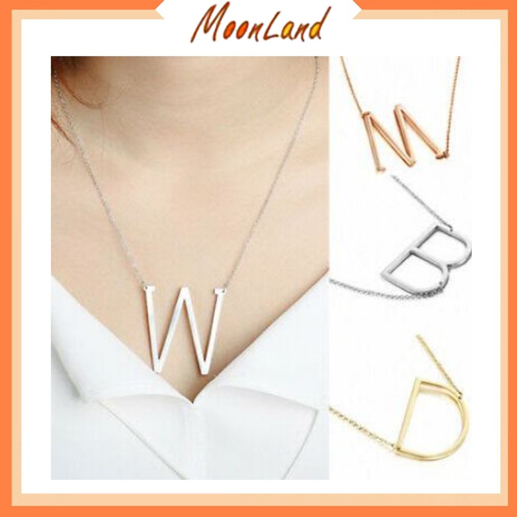 MoonLand COD Kalung wanita Titanium Wanita Abjad N - Z / Kalung Inisial Nama 27