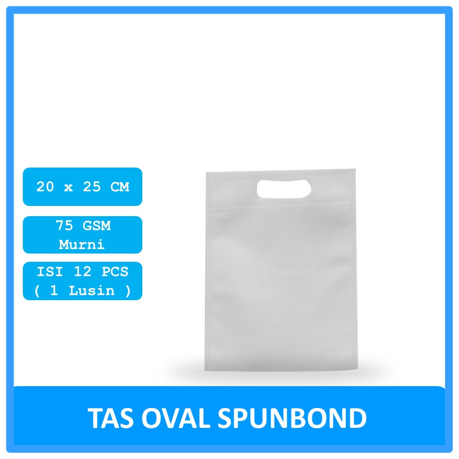 Goodie Bag Spunbond Oval 20x25 Putih Kodi / Tas Spunbond Polos
