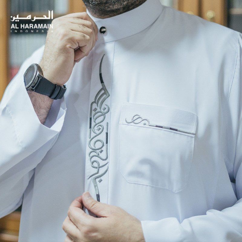 GAMIS JUBAH SAUDI AL HARAMAIN HAROMAIN ALHARAMAIN ALHAROMAIN PREMIUM BORDIR RESLETING ORIGINAL 100% 