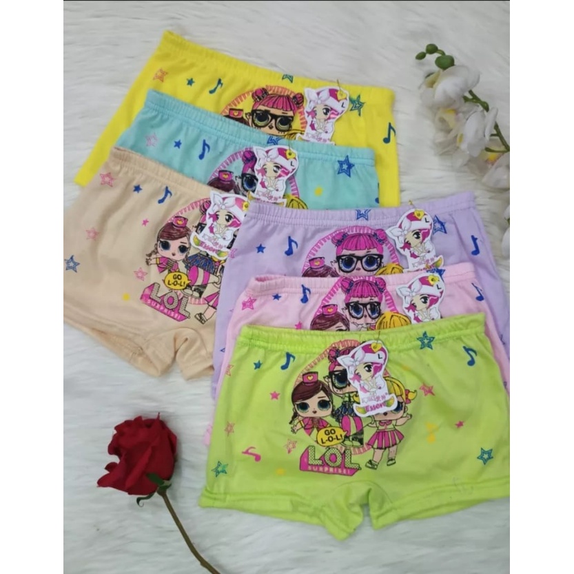 3 PCS//6PCS CELANA DALAM BOXER ANAK PEREMPUAN MOTIF KARAKTER LOL/HELOKITY/KWALITAS IMPORT/BAHAN SUPER SOFT