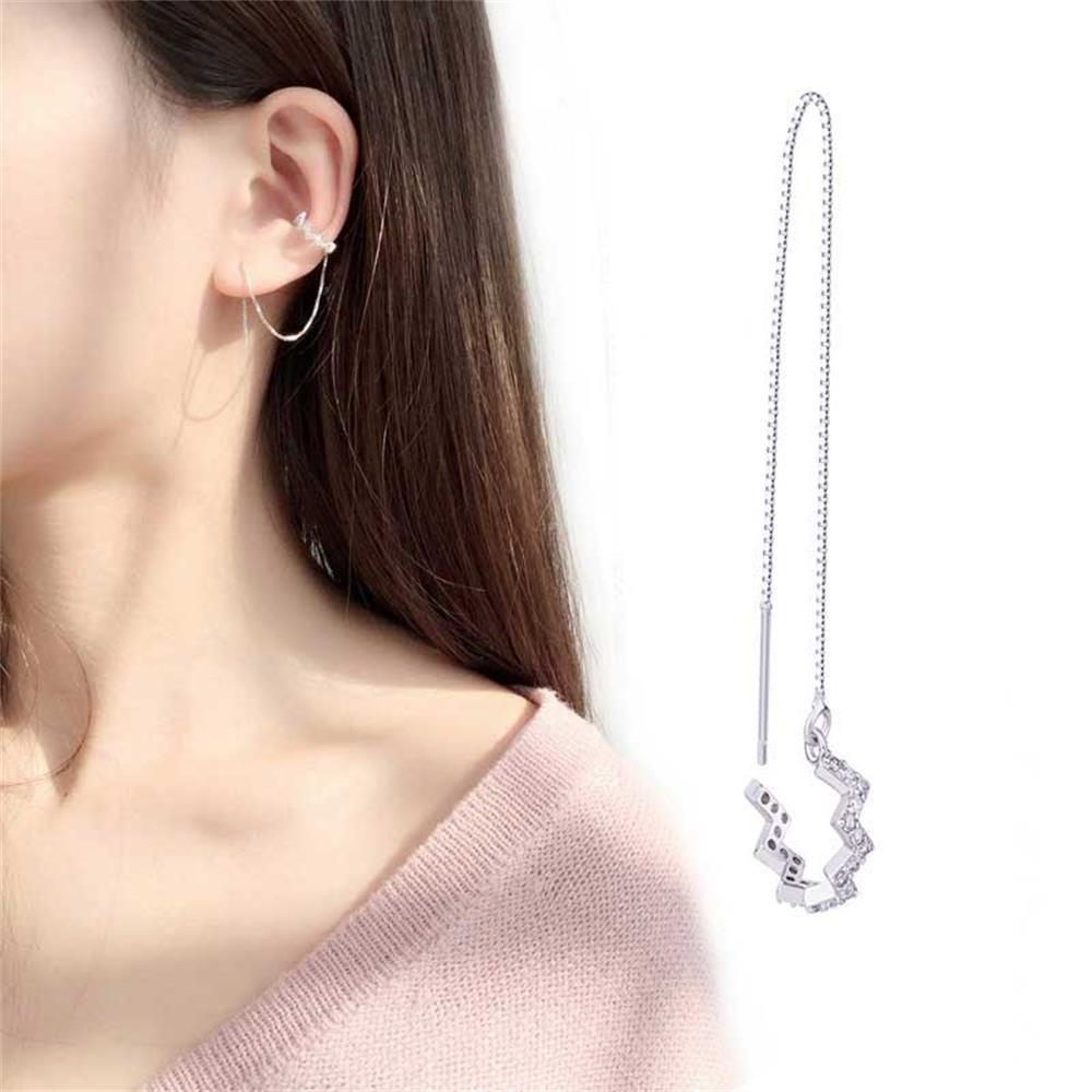 Lily 1pc Ear Cuff Threader Fashion Pertunangan Pernikahan Berlian Putih Zirkon Manset Telinga Pendaki