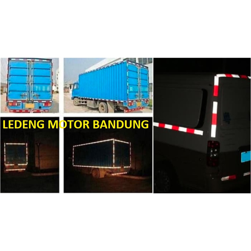 Sticker Reflektif Merah Putih Reflektor Pemantul Cahaya Lampu Mobil Box Truk