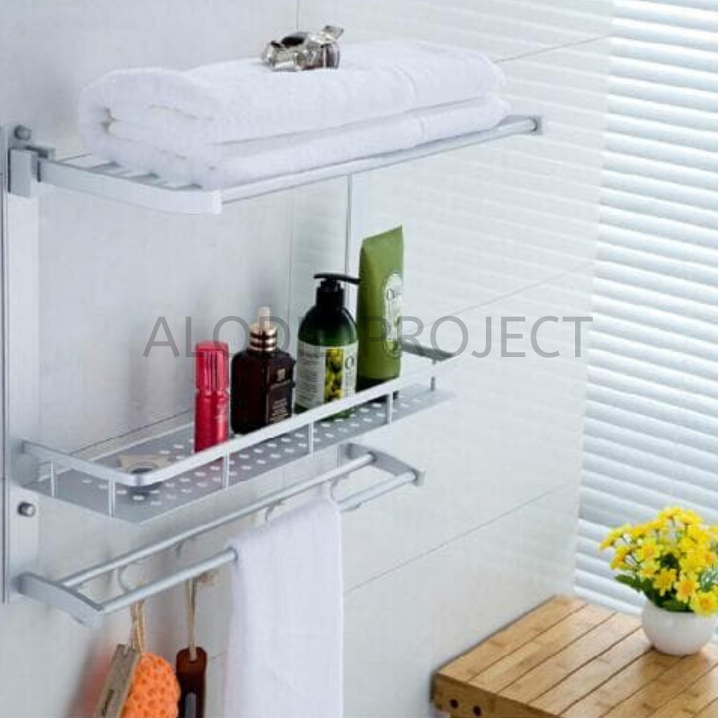 RAK DINDING GANTUNGAN SERBAGUNA HANDUK TOILET WC ORGANIZER RAK KAMAR MANDI DINDING RAK WC RAK SABUN