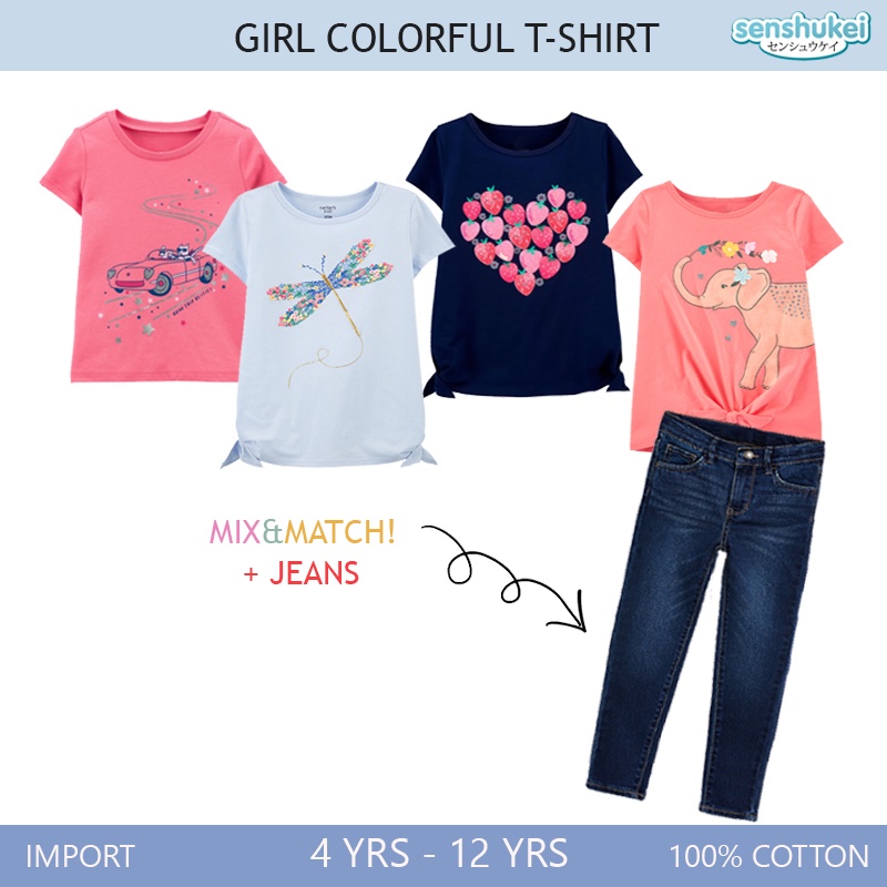 [Brandedbaby] KAOS ANAK PEREMPUAN IMPORT PREMIUM COTTON/ TSHIRT ANAK NANGGUNG / KAOS LENGAN PENDEK PANJANG