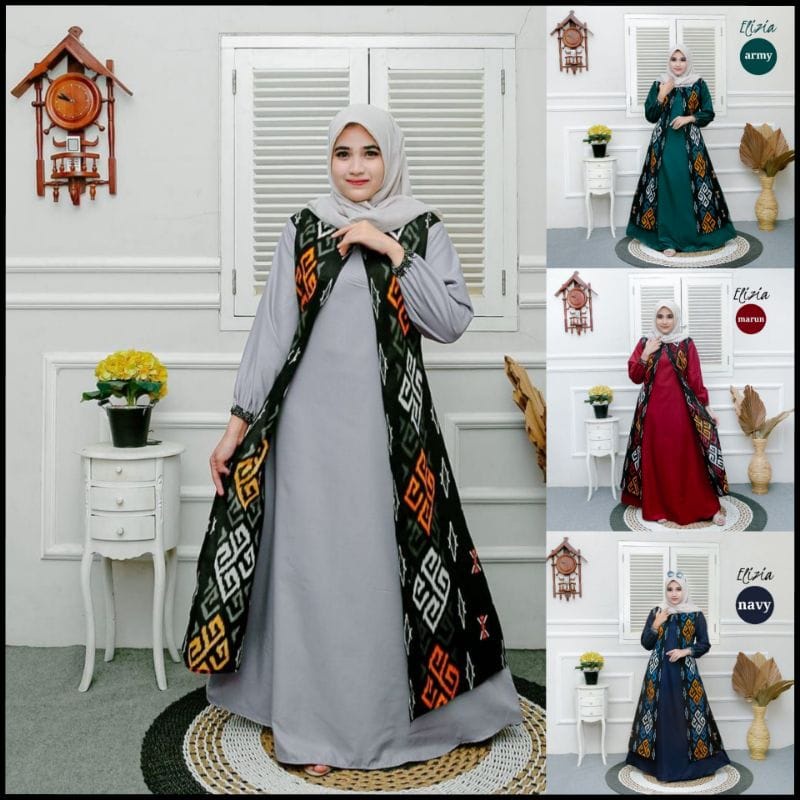 Baju Gamis Elizia Maxy, Katun HQ Kombinasi Toyobo, Ori Gamis Batik Aksara Pekalongan BIG SIZE JUMBO