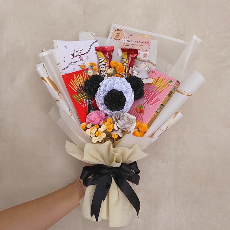 MICKEY FLOWER SNACK BOUQUET BUNGA / FLOWER BOUQUET SNACK BUNGA KERTAS / PREMIUM PAPER BOUQUET / BOUQ