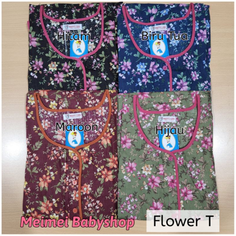 Daster Katun Pretty Girl / Daster Busui Bumil / Baju Tidur Wanita / Daster Jumbo Resleting / Kancing-2