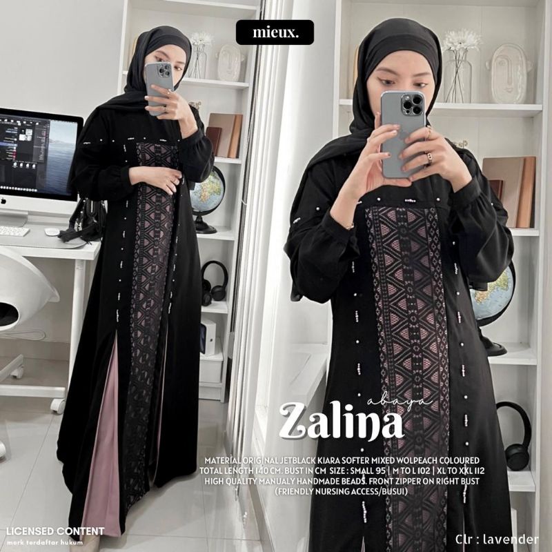 ZALINA ABAYA PREMIUM / DRESS WANITA MUSLIMAH / Gamis arab size S M L XXL BY MIEUX