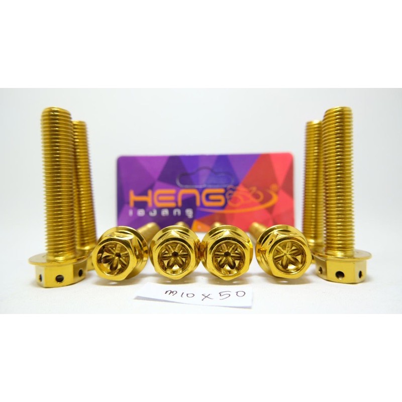 baut probolt flower gold blue 2tone HENG m10x50 10x50 drat 14 panjang 5cm