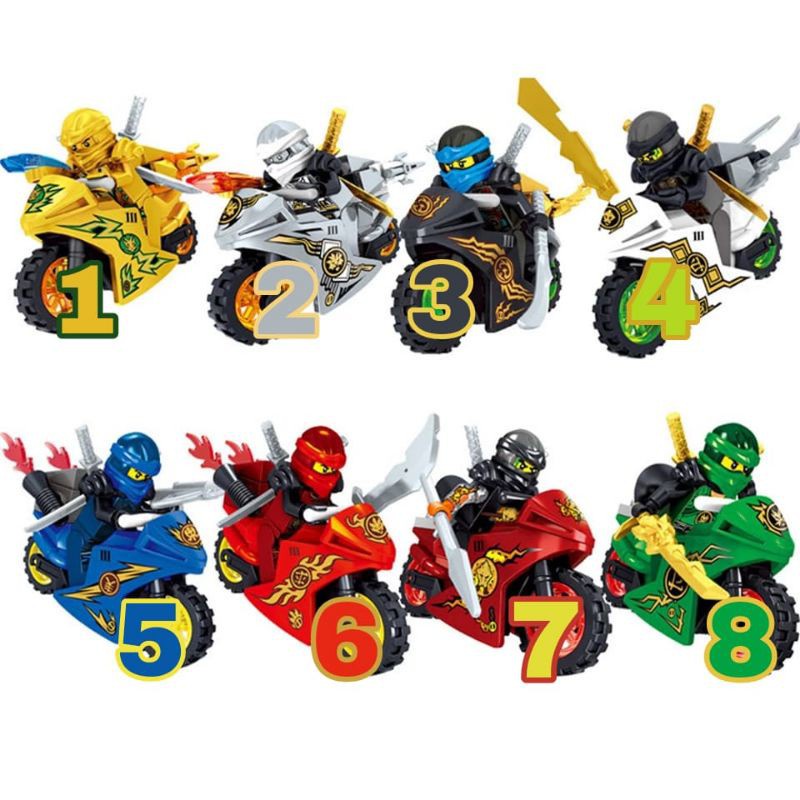 Lego Ninjago Motor Minifigure Ninja Kai Zane Jay Wu Sonic Lloyd Cole