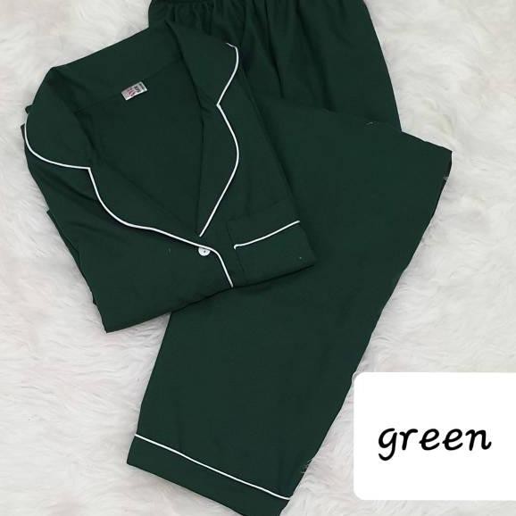 ❁ Baju Tidur Wanita/ Piyama/Pajamas dewasa katun silk polos (CP) lengan pendek celana panjang ➽