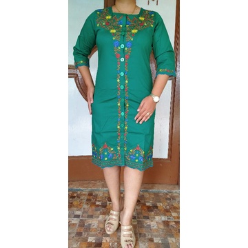 Dress bunga timbul bordir