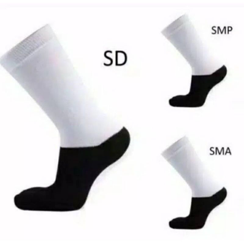 Kaos Kaki Anak Sekolah Hitam Putih SD SMP SMA Poliester || Kaos Kaki Sekolah