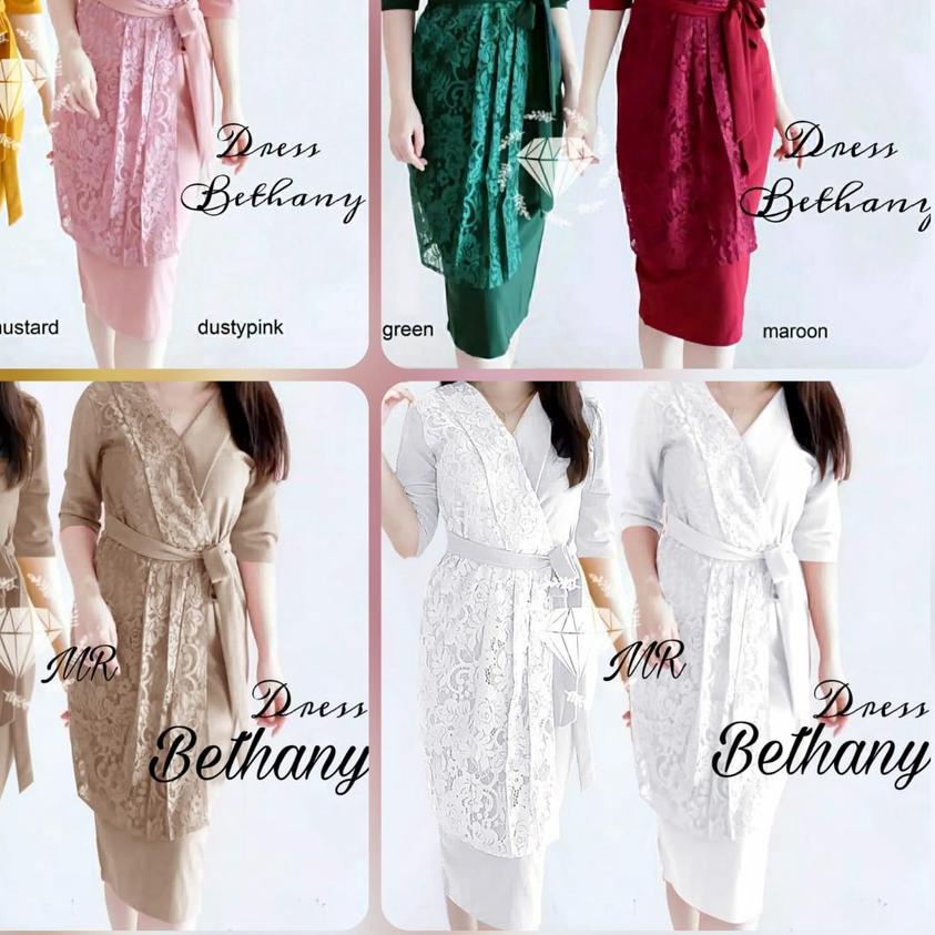 ◊ DRESS BETHANY/ dress premium / dress jumbo big size dress import brukat putih dress natal scuba ga