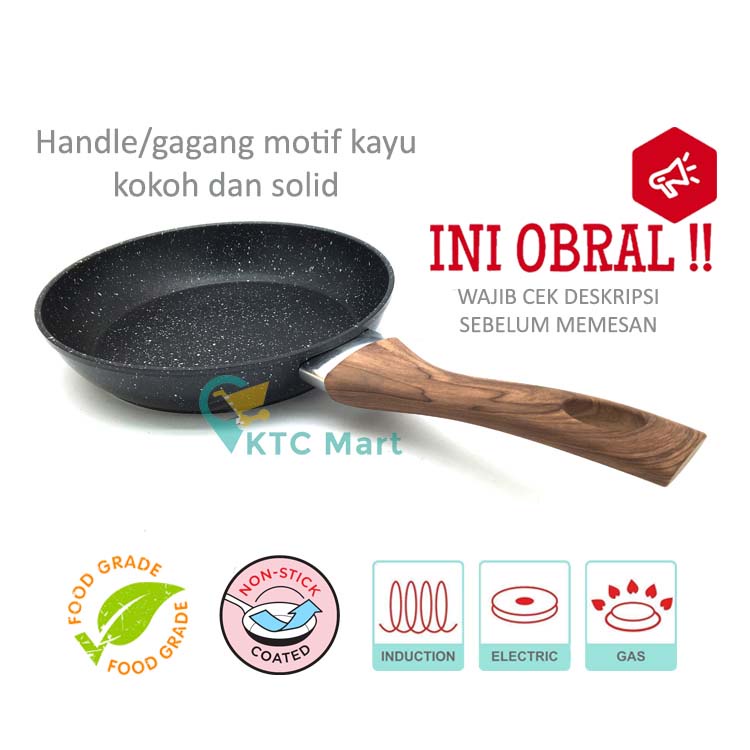 [OBRAL] Frypan GRANITE Anti lengket Marble Induksi MURAH REJECT | Penggorengan Anti Lengket Non Stick