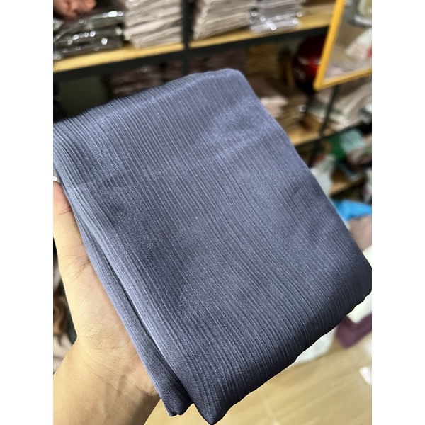 Pashmina Malay Silk Texture Premium Shawl Rayya Silk-Navy