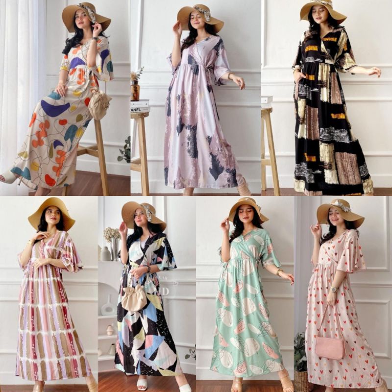 Dress Karen - Dress Kimono Rayon Premium Homey Dress Home wear Home Dress Import Busui Fashion Korean Style Midi Dress Kekinian