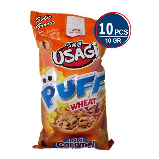 

Dua Kelinci USAGI PUFF Wheat Rasa Caramel Serenceng isi 10 x 10 gr