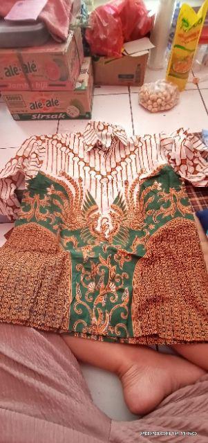 (harga Termurah + Ada Anak) Batik Couple Batik Parang Hijau Panjang Tile Brukat Selendang