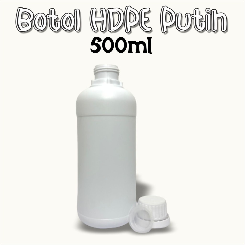 Botol Plastik HDPE 500 ml + Tutup dalam &amp; luar