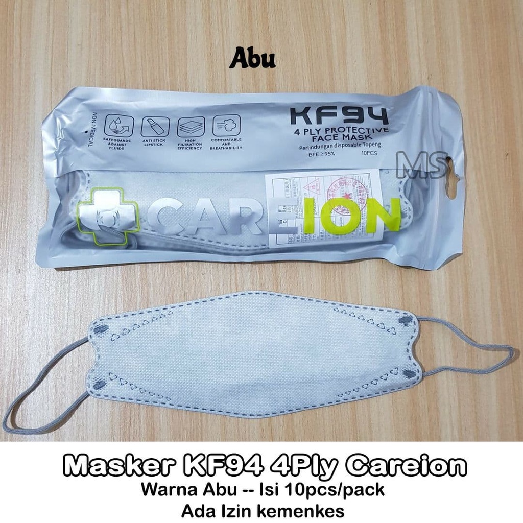 Masker KF94 Careion Warna ISI 10 Pcs | KF Careion Convex 3D 4 Ply FREE KONEKTOR HIJAB