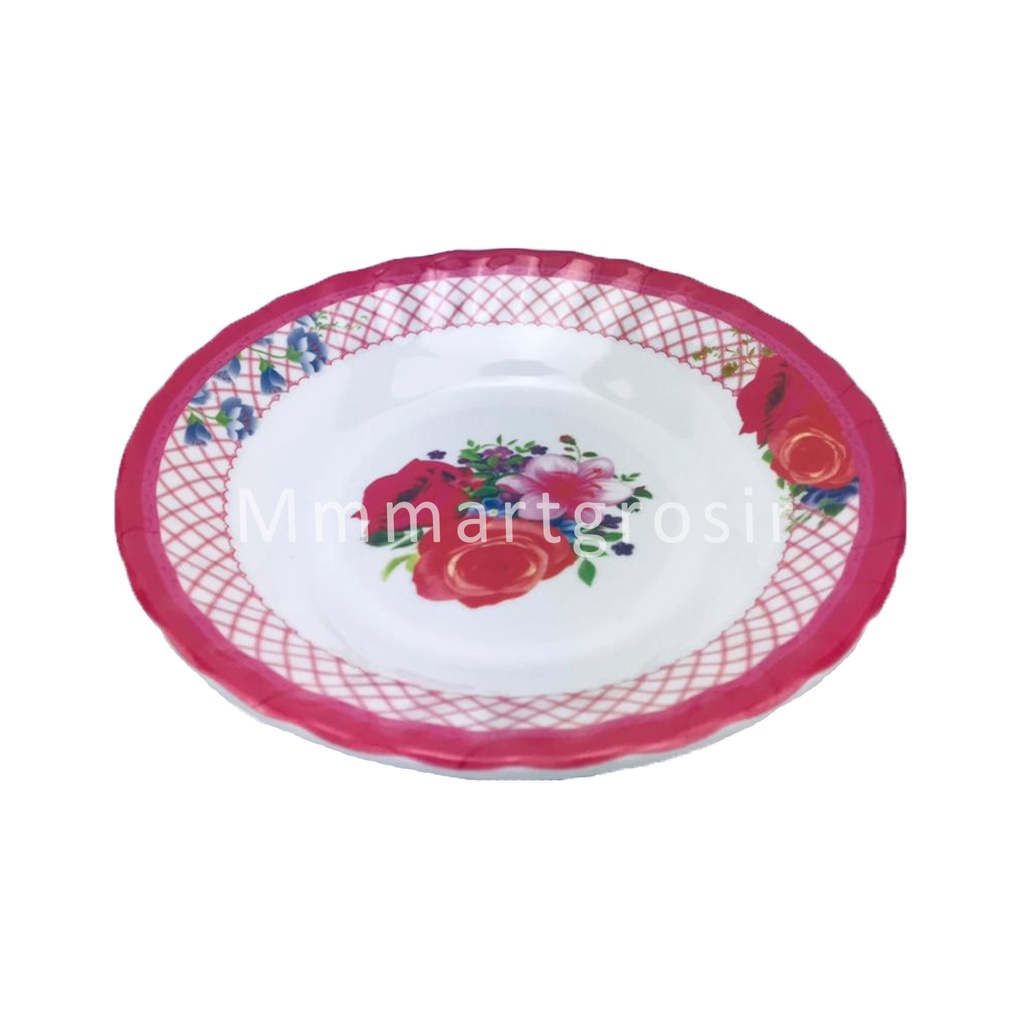Piring Melamine / Piring Hugi / Piring Motif Bunga / Uk.23cm