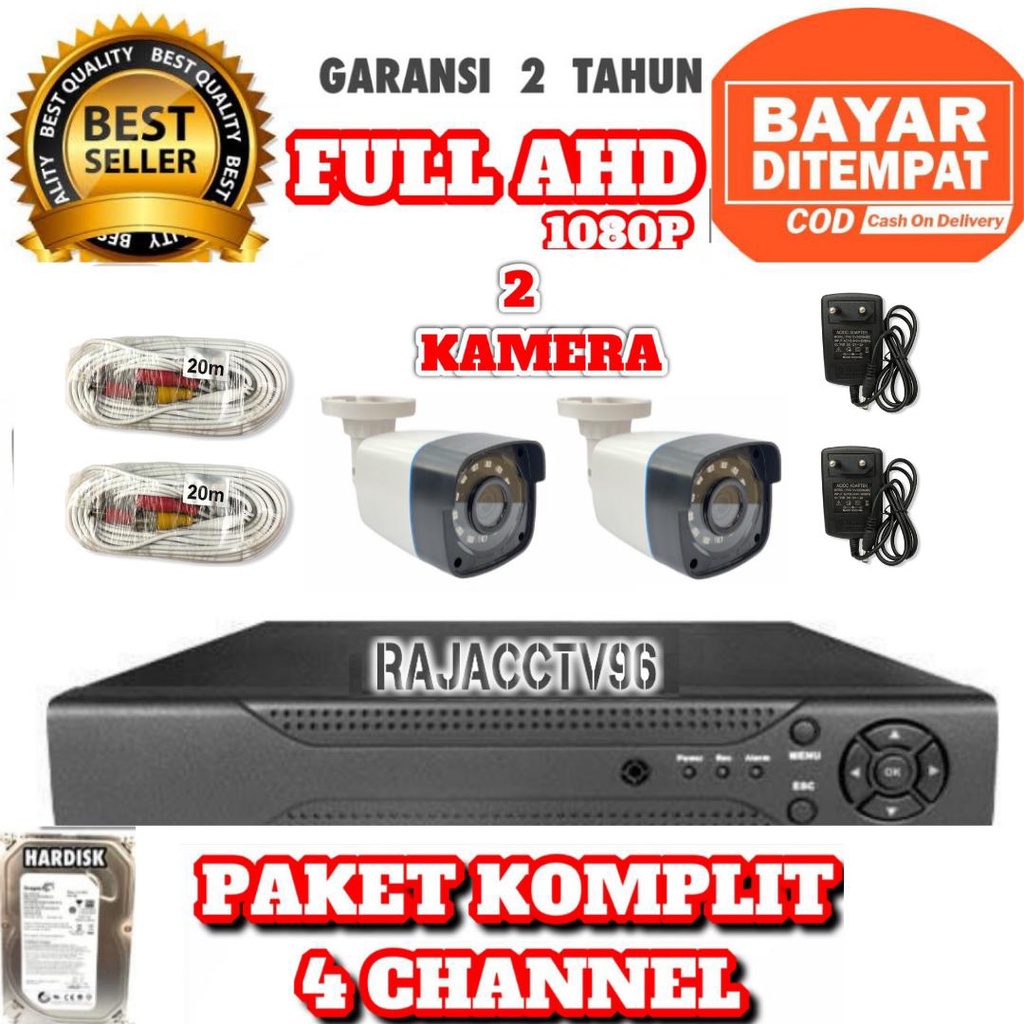 PAKET CCTV 4 CHANNEL 2 CAMERA FULL AHD 5MP 1080P IR SONY KAMERA CCTV KOMPLIT TINGGAL PASANG