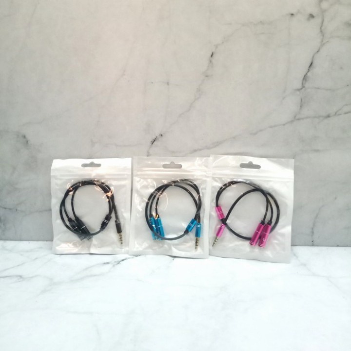 Kabel Audio To Mic + Earphone Metal / kabel jack to mic earphone / kabel audio to hf dan mic