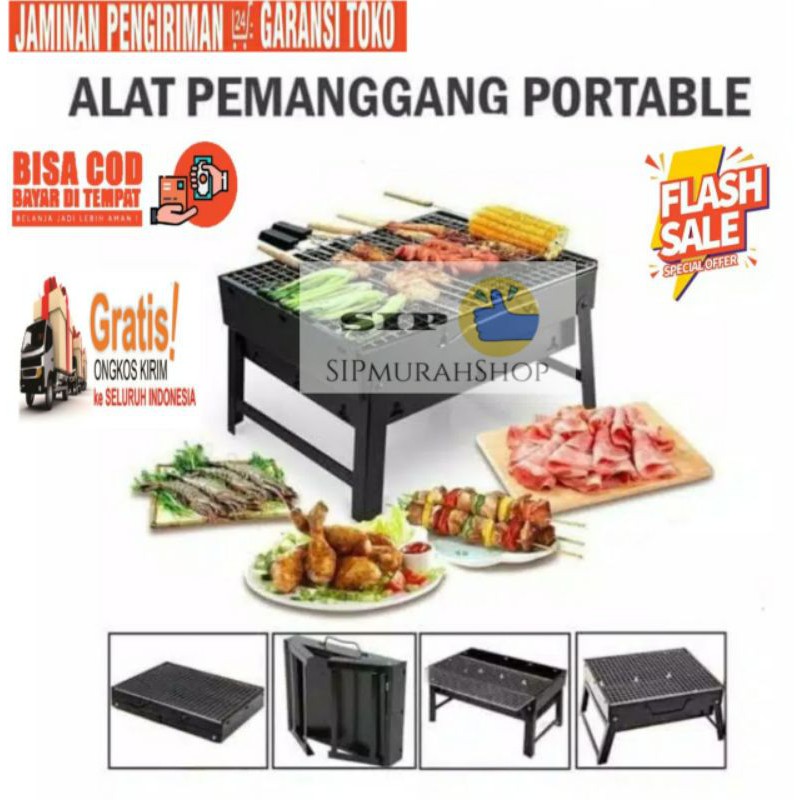 Paket Hemat Panggangan Portable Jagoo Alat Pemanggang Arang Barbeque Fleksibel Bisa Dilipat BBQ Grill