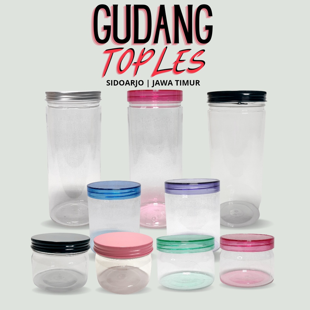 Jual Toples Plastik Bening Polos Tutup Warna Ukuran Ml Ml Ml Jar Plastik Bening