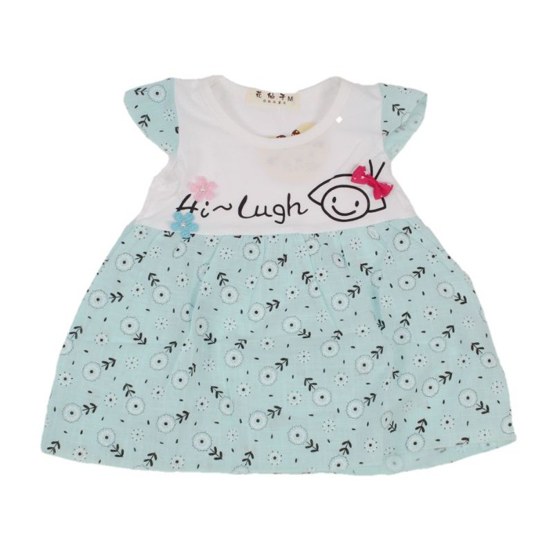 DRESS FASHION IMPORT PAKAIAN ANAK PEREMPUAN 6 BULAN-1 TAHUN MOTIF HI LUGH